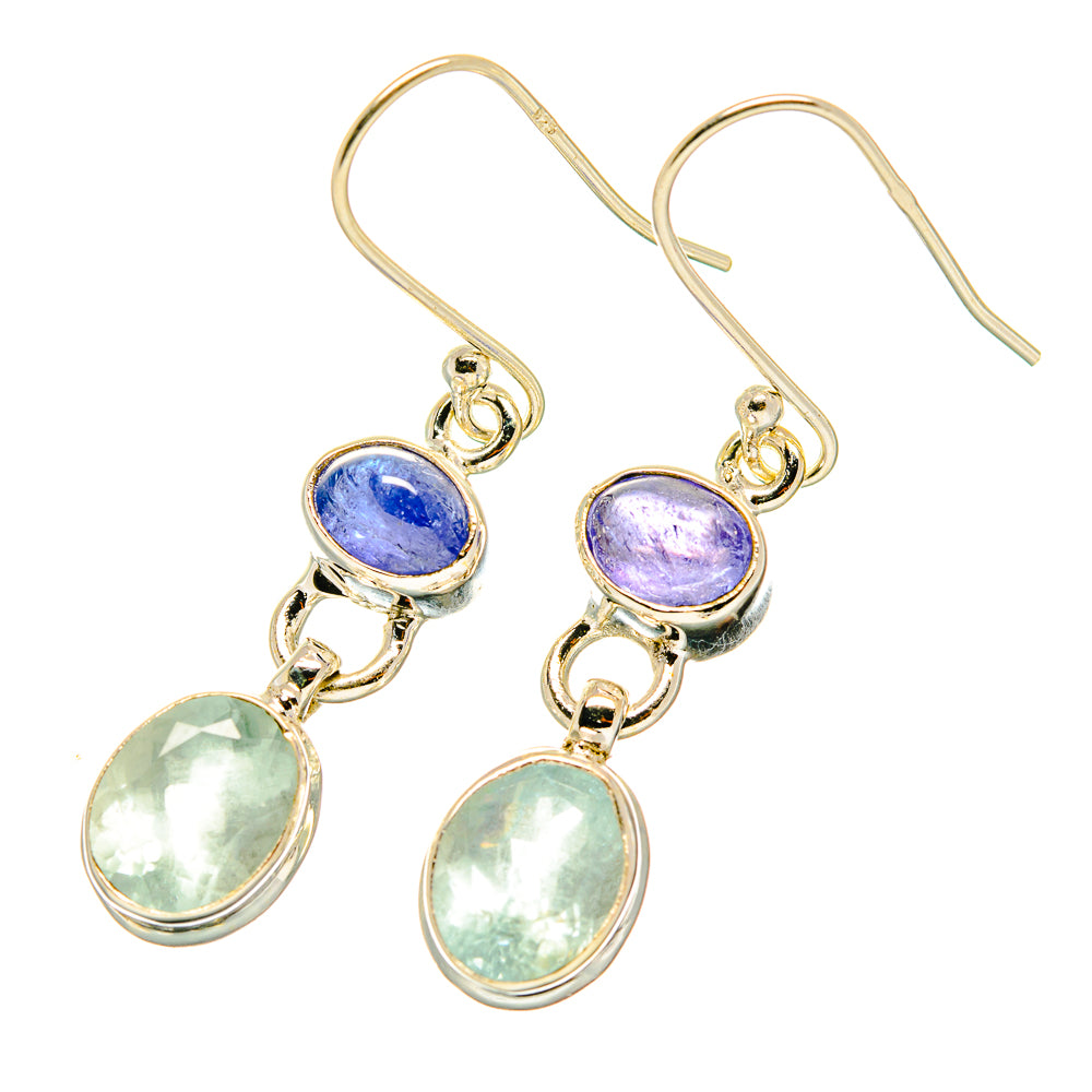 Aqua Chalcedony, Tanzanite Earrings handcrafted by Anasilvercos - EARR417767