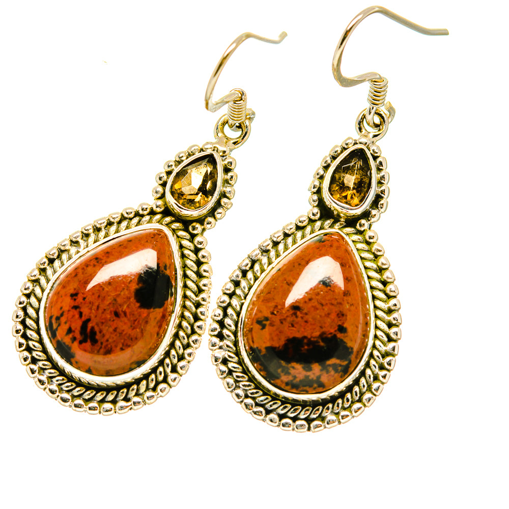 Mahogany Obsidian Earrings handcrafted by Anasilvercos - EARR418273