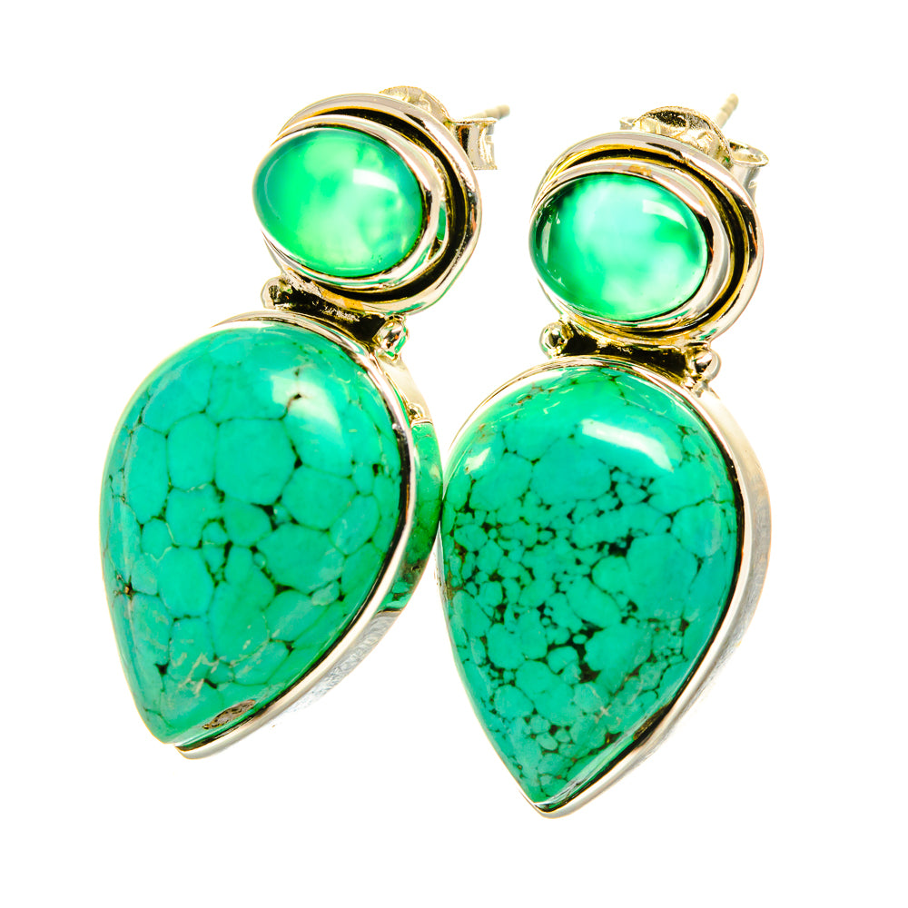 Tibetan Turquoise Earrings handcrafted by Anasilvercos - EARR418726