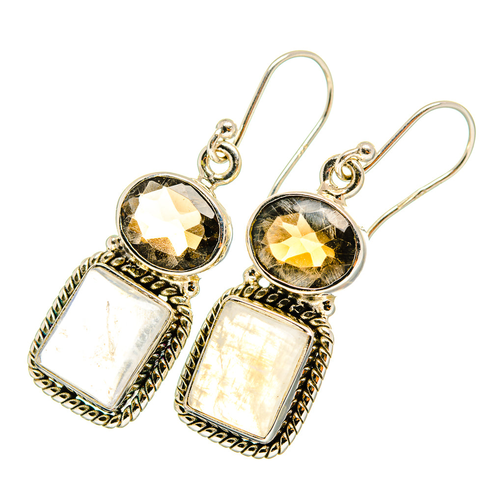 Rainbow Moonstone Earrings handcrafted by Anasilvercos - EARR419434