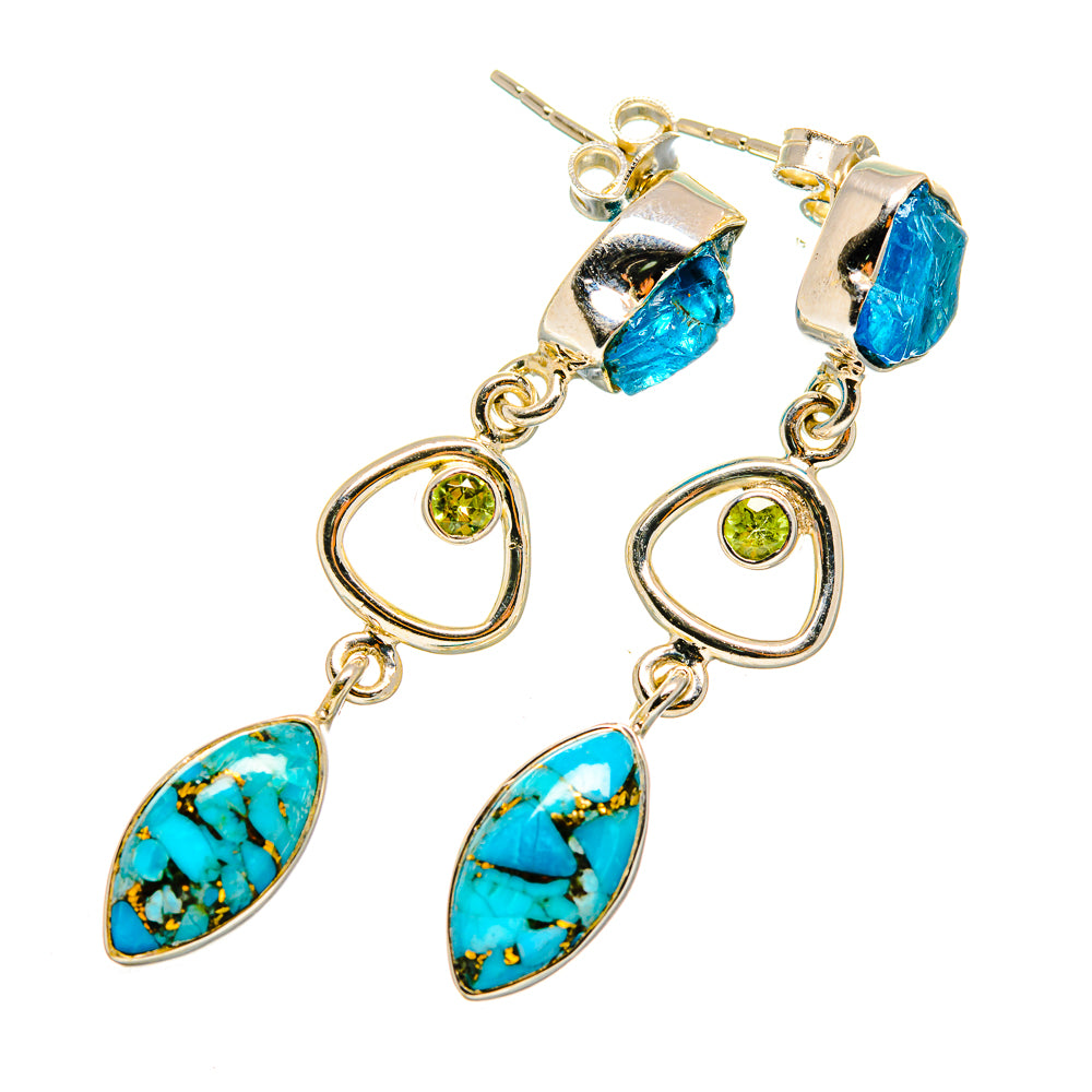 Blue Copper Composite Turquoise Earrings handcrafted by Anasilvercos - EARR420244