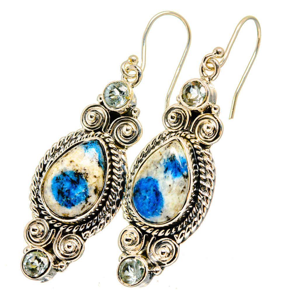 K2 Blue Azurite Earrings handcrafted by Anasilvercos - EARR420928