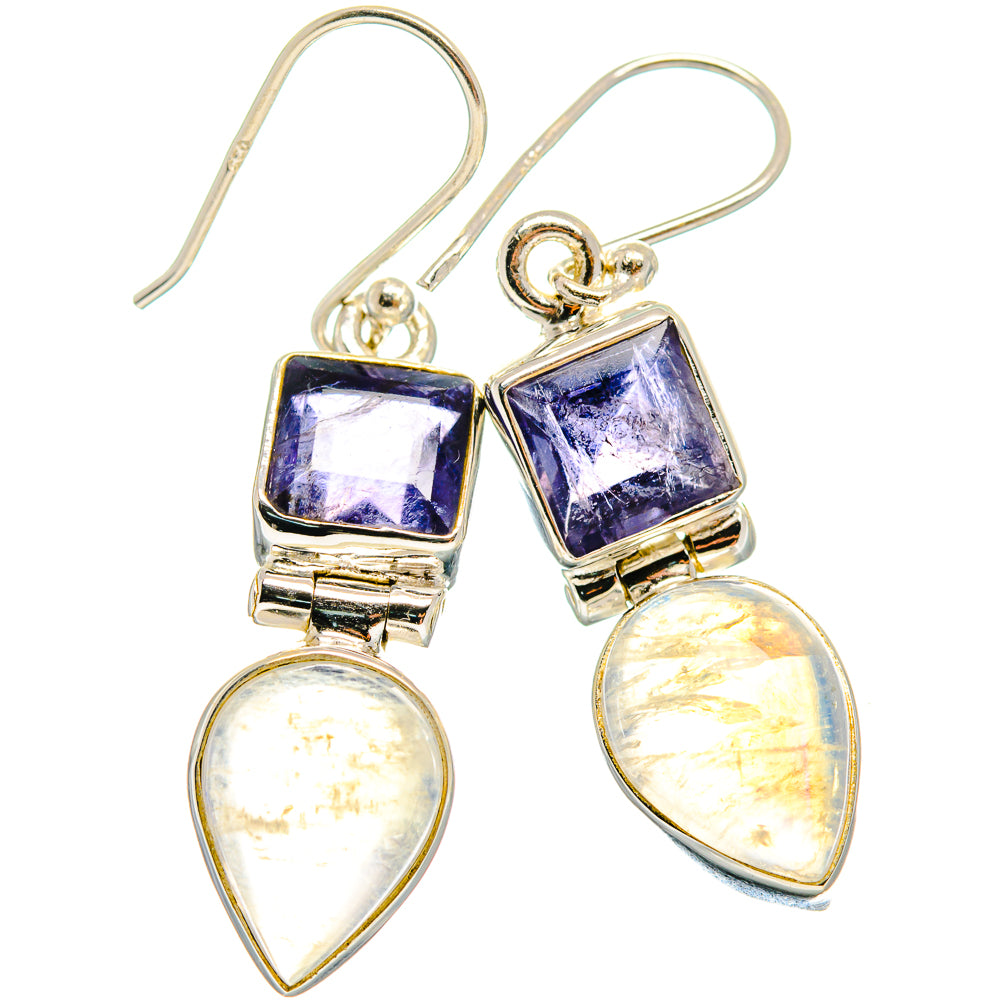 Rainbow Moonstone Earrings handcrafted by Anasilvercos - EARR424499