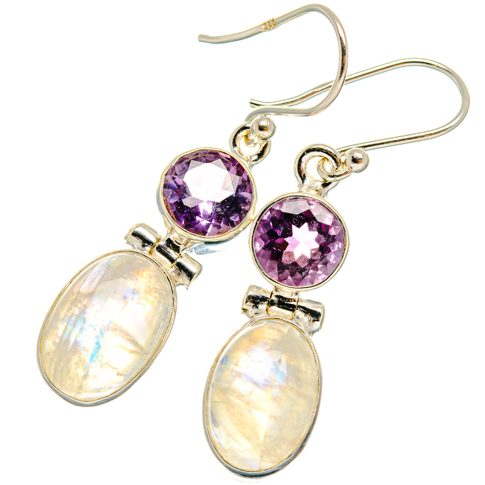 Rainbow Moonstone Earrings handcrafted by Anasilvercos - EARR424823 - Photo 2