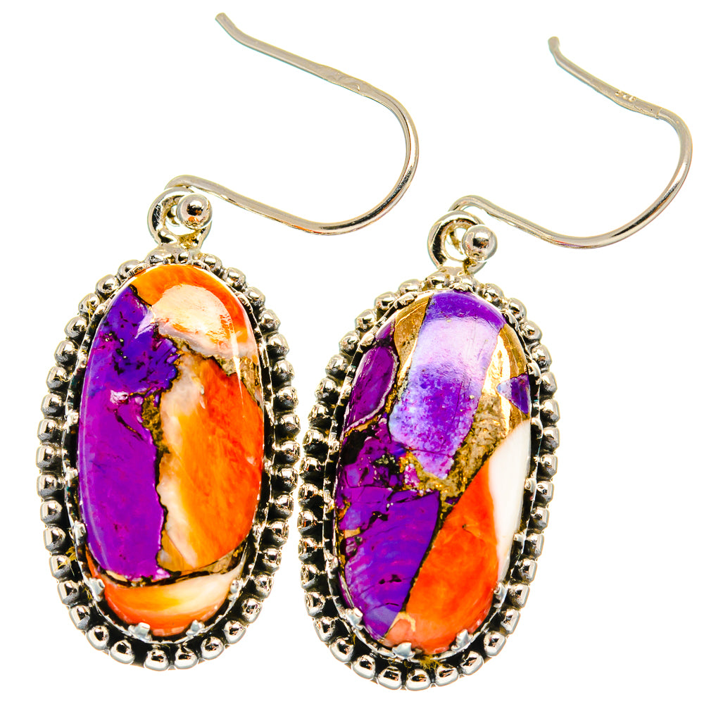 Spiny Oyster Turquoise Earrings handcrafted by Anasilvercos - EARR424829