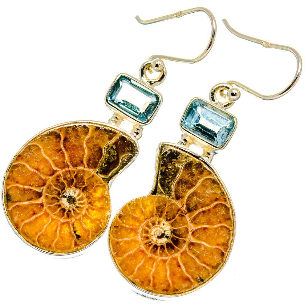 Ammonite Fossil Earrings handcrafted by Anasilvercos - EARR424859