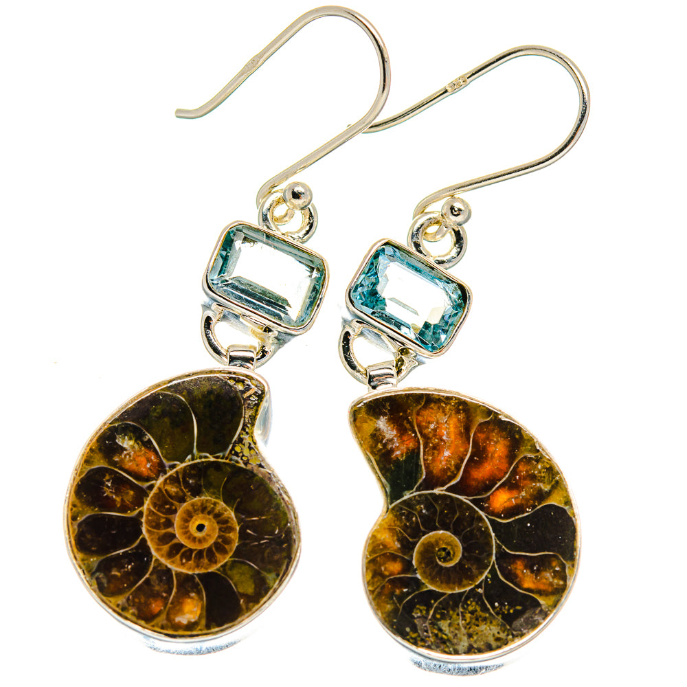 Ammonite Fossil Earrings handcrafted by Anasilvercos - EARR425027 - Photo 2