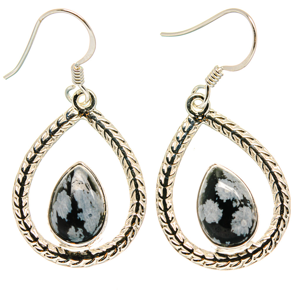 Snowflake Obsidian Earrings handcrafted by Anasilvercos - EARR425318 - Photo 2