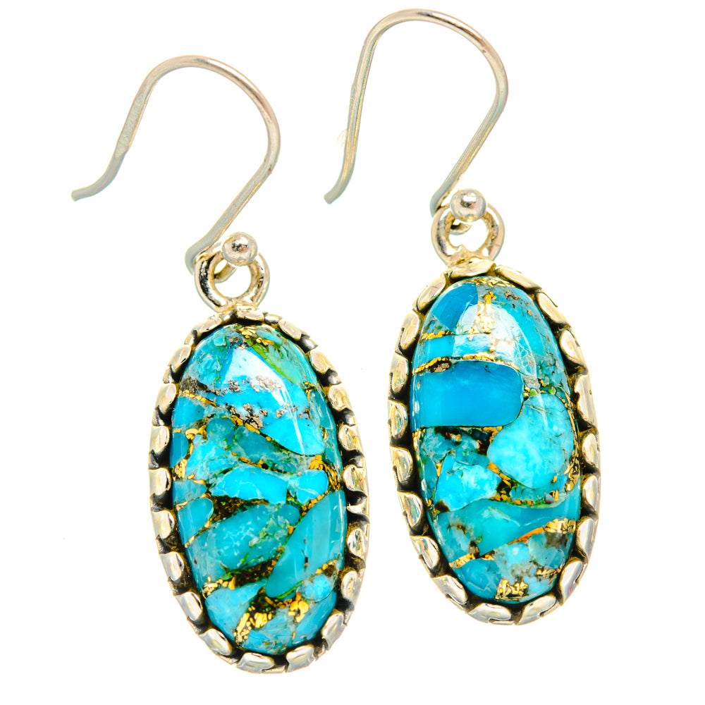 Blue Copper Composite Turquoise Earrings handcrafted by Anasilvercos - EARR427071 - Photo 2