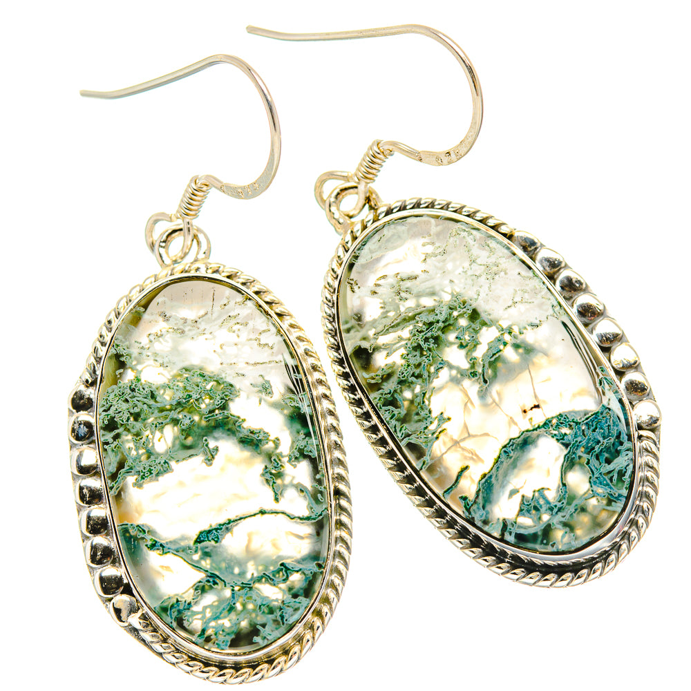 Green Moss Agate Earrings handcrafted by Anasilvercos - EARR429053 - Photo 2