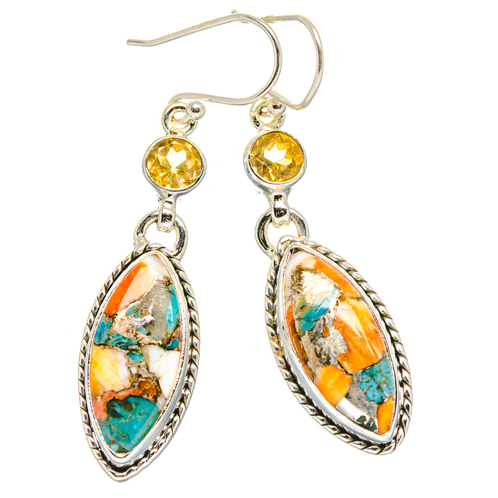 Spiny Oyster Turquoise Earrings handcrafted by Anasilvercos - EARR429893 - Photo 2