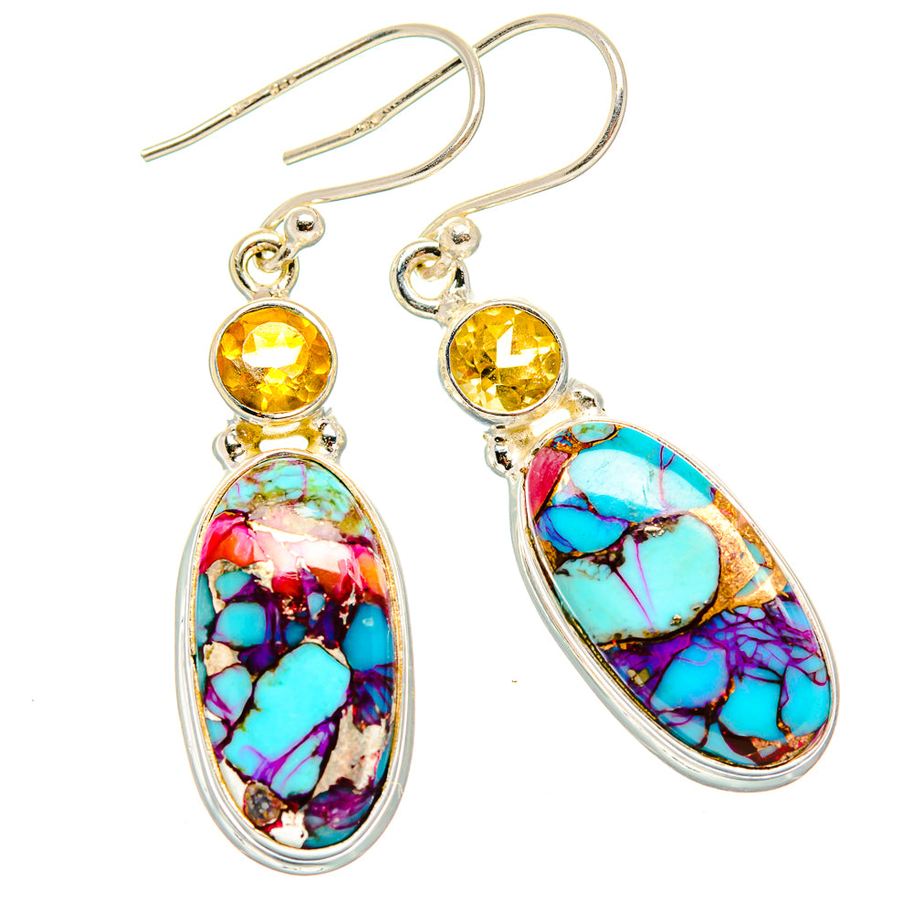 Kingman Pink Dahlia Turquoise Earrings handcrafted by Anasilvercos - EARR430037 - Photo 2