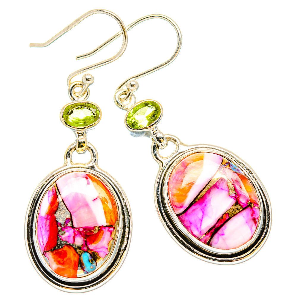 Kingman Pink Dahlia Turquoise Earrings handcrafted by Anasilvercos - EARR430237 - Photo 2
