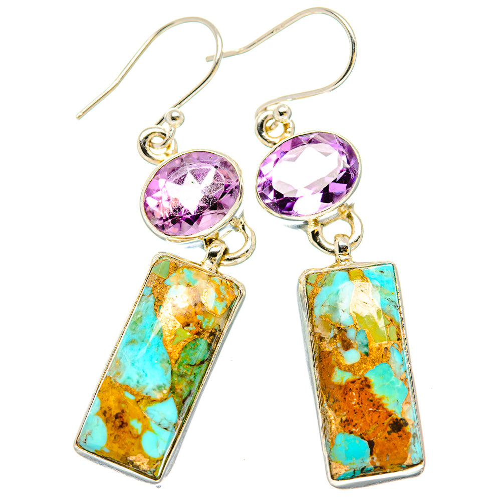 Kingman Mohave Turquoise Earrings handcrafted by Anasilvercos - EARR430797 - Photo 2