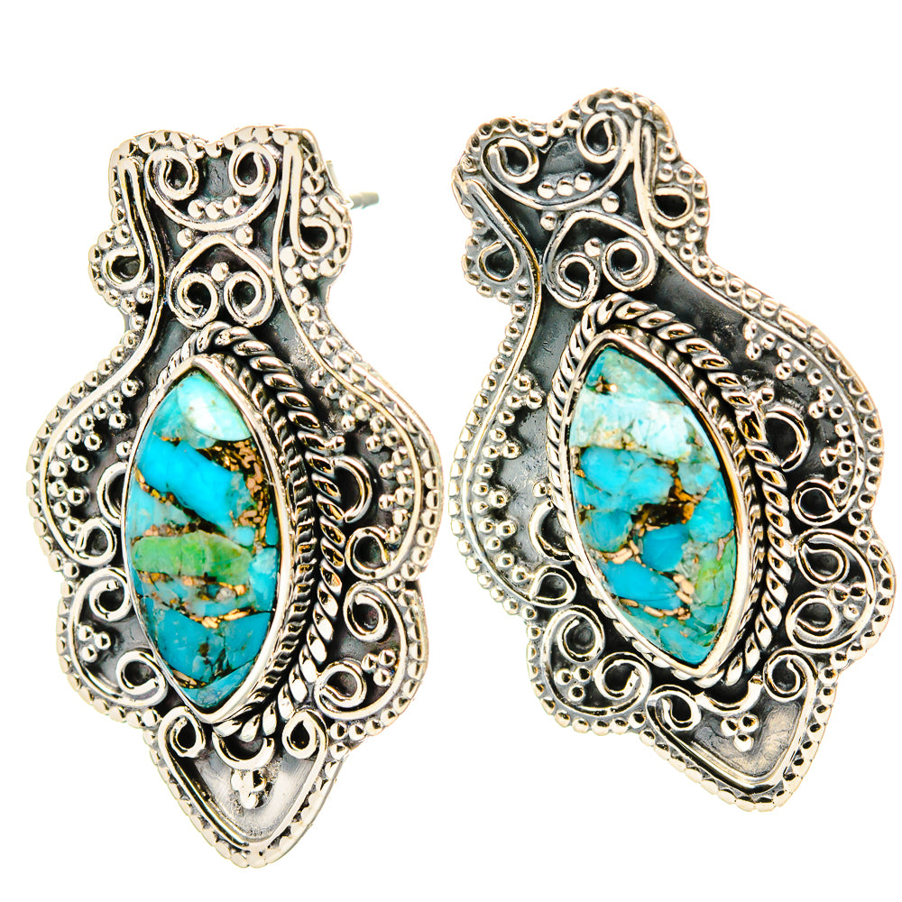 Blue Copper Composite Turquoise Earrings handcrafted by Anasilvercos - EARR430987 - Photo 2