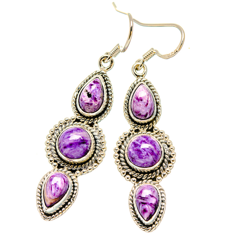 Charoite Earrings handcrafted by Anasilvercos - EARR431107 - Photo 2