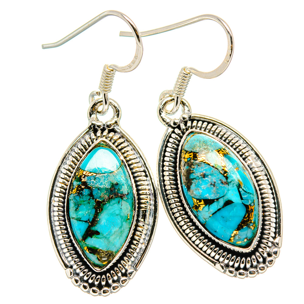 Blue Copper Composite Turquoise Earrings handcrafted by Anasilvercos - EARR431411 - Photo 2