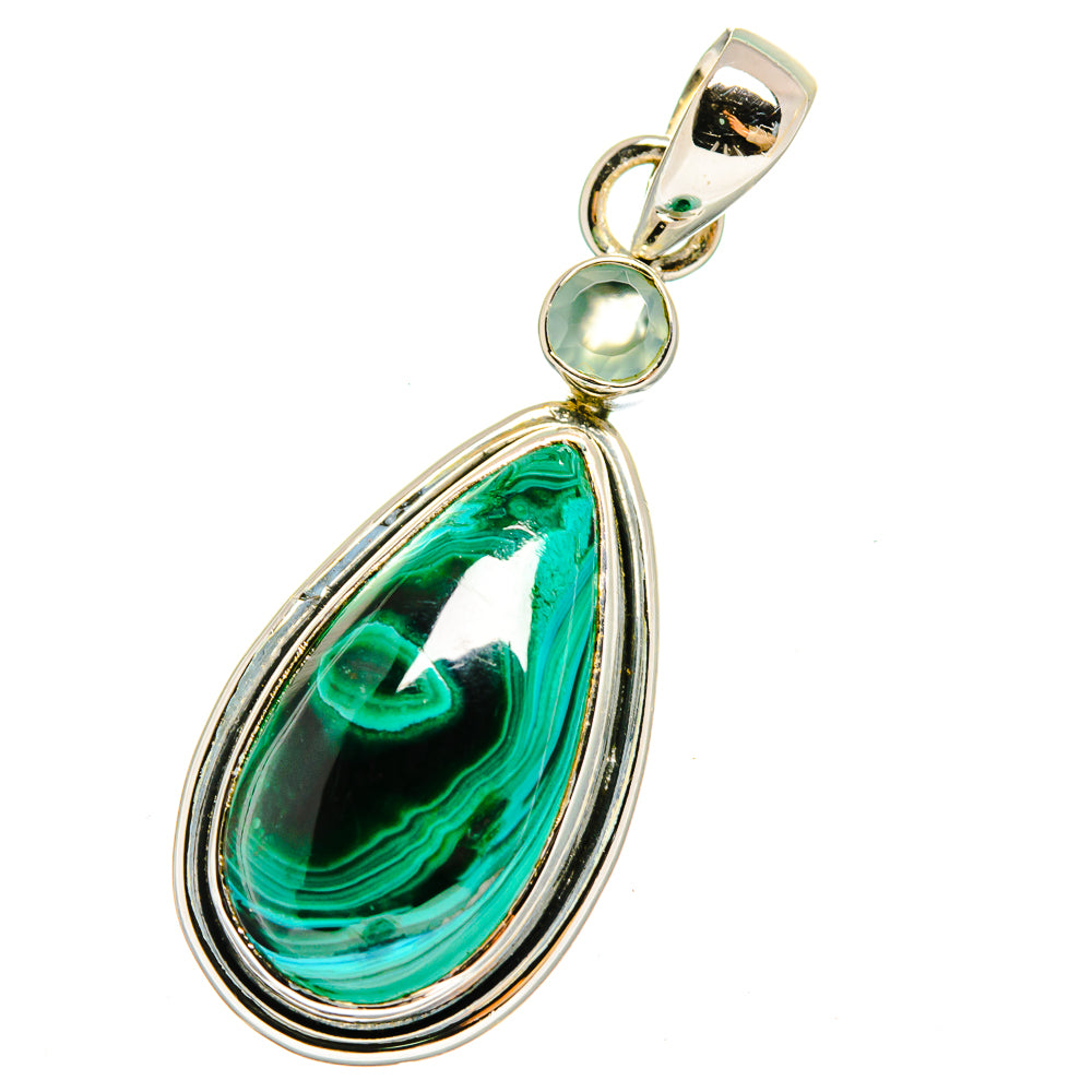 Malachite, Aqua Chalcedony Pendants handcrafted by Anasilvercos - PD13703