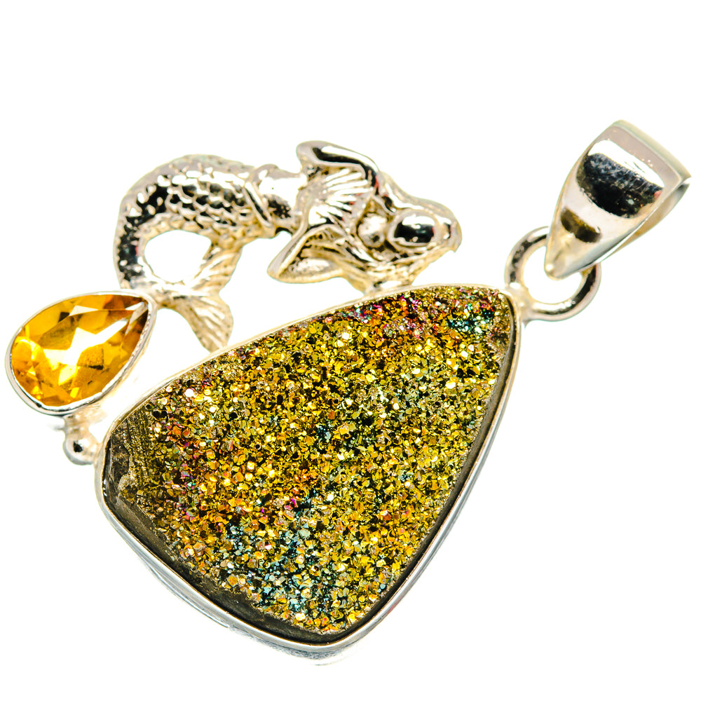 Spectro Pyrite Druzy Pendants handcrafted by Anasilvercos - PD21566