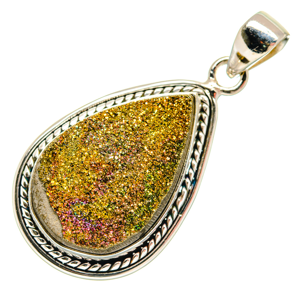 Spectro Pyrite Druzy Pendants handcrafted by Anasilvercos - PD21712 - Photo 2