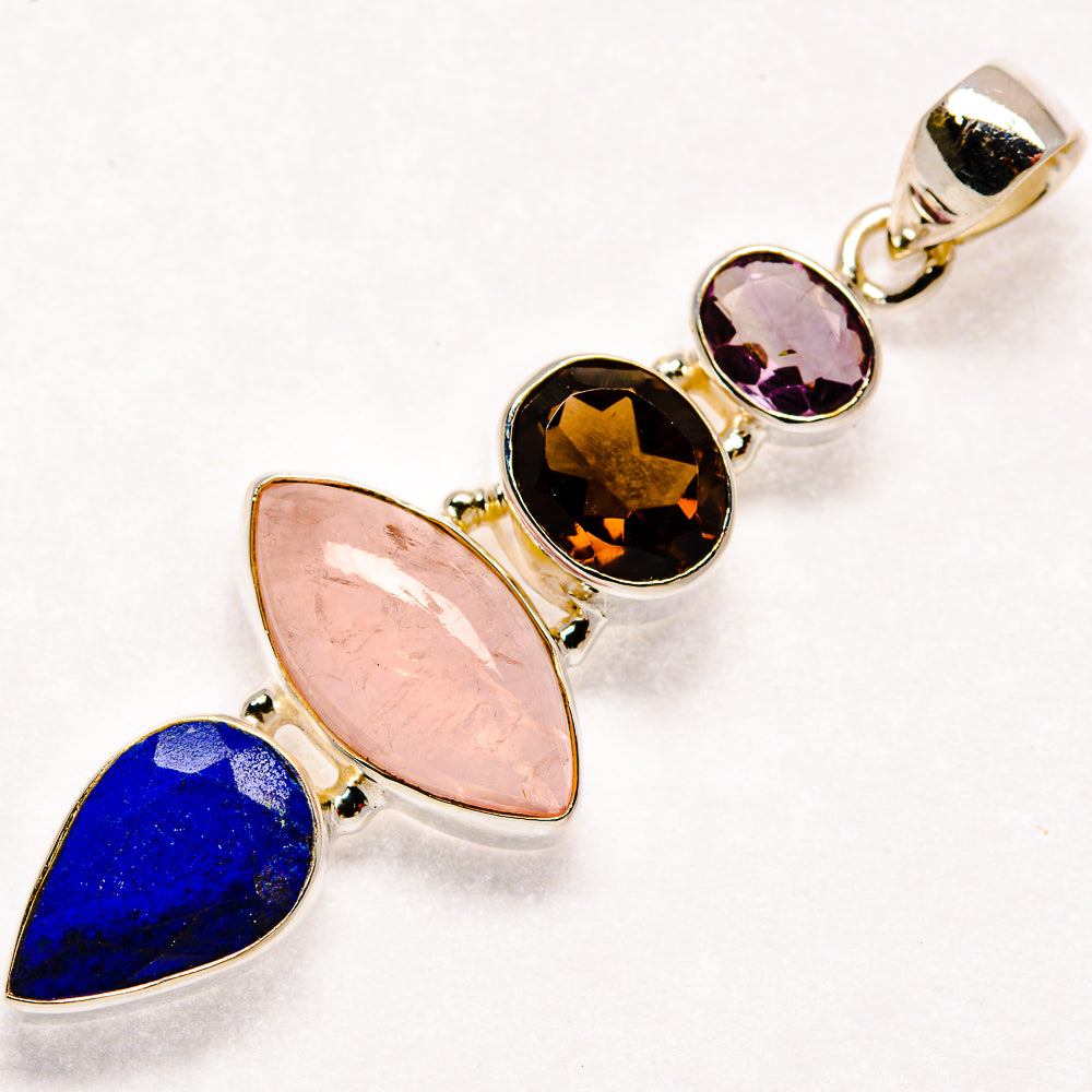 Rose Quartz, Lapis Lazuli, Smoky Quartz Pendants handcrafted by Anasilvercos - PD21827 - Photo 2