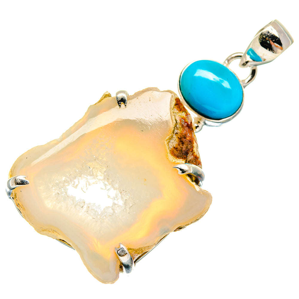 White Geode Slice Pendants handcrafted by Anasilvercos - PD22455 - Photo 2