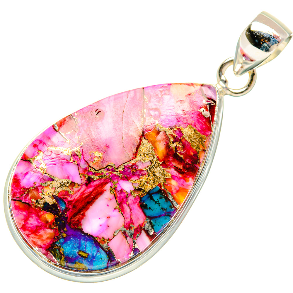 Kingman Pink Dahlia Turquoise Pendants handcrafted by Anasilvercos - PD29018 - Photo 2