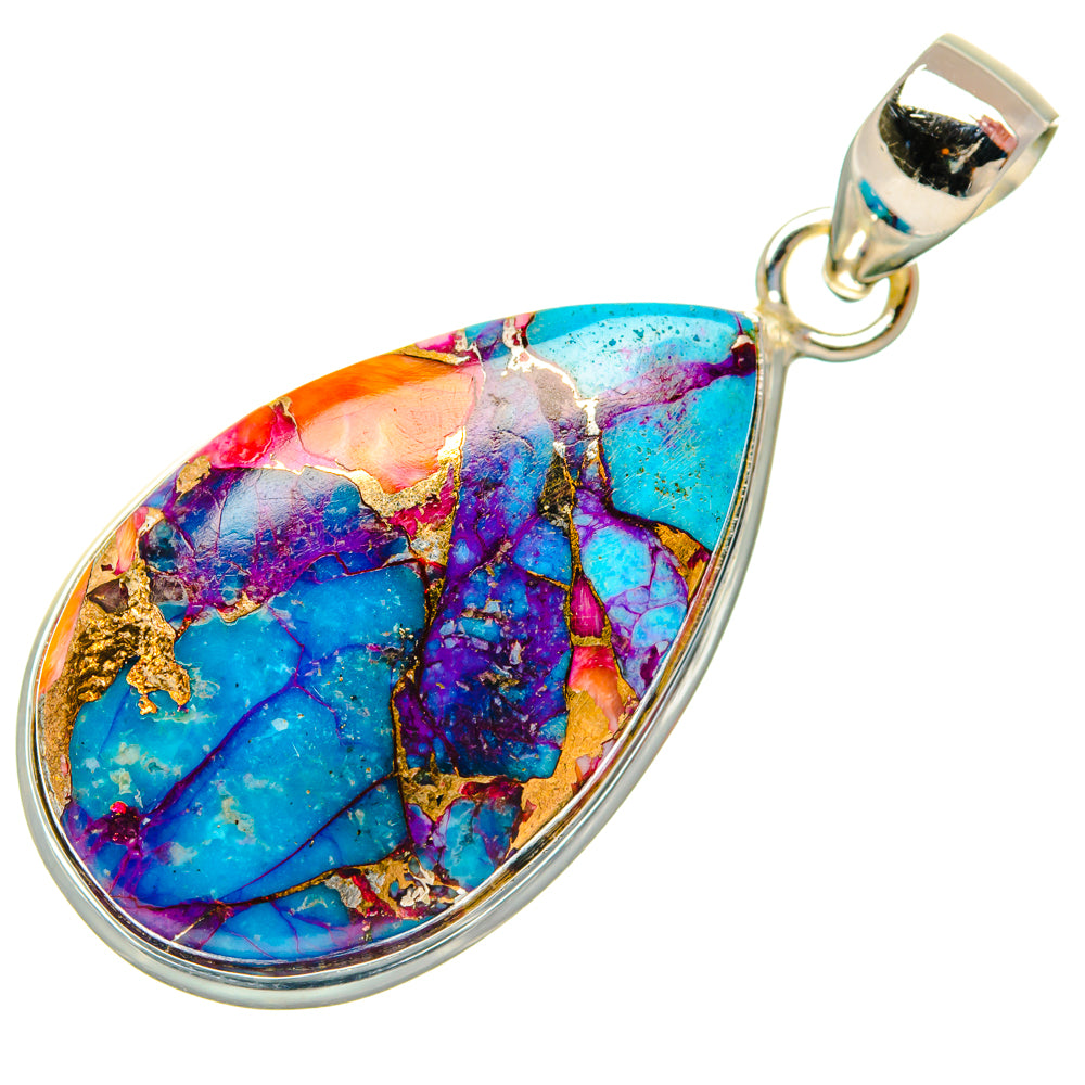 Kingman Pink Dahlia Turquoise Pendants handcrafted by Anasilvercos - PD29220 - Photo 2