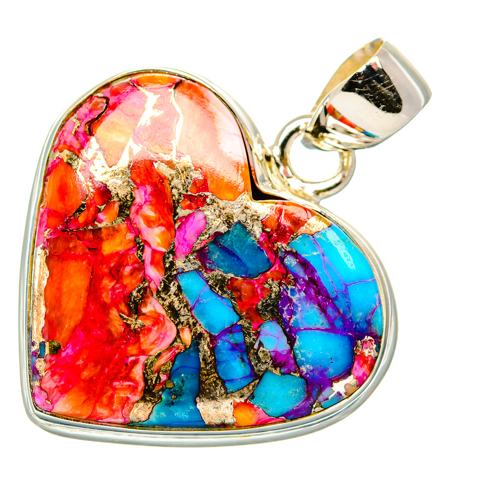 Kingman Pink Dahlia Turquoise Pendants handcrafted by Anasilvercos - PD33982 - Photo 2
