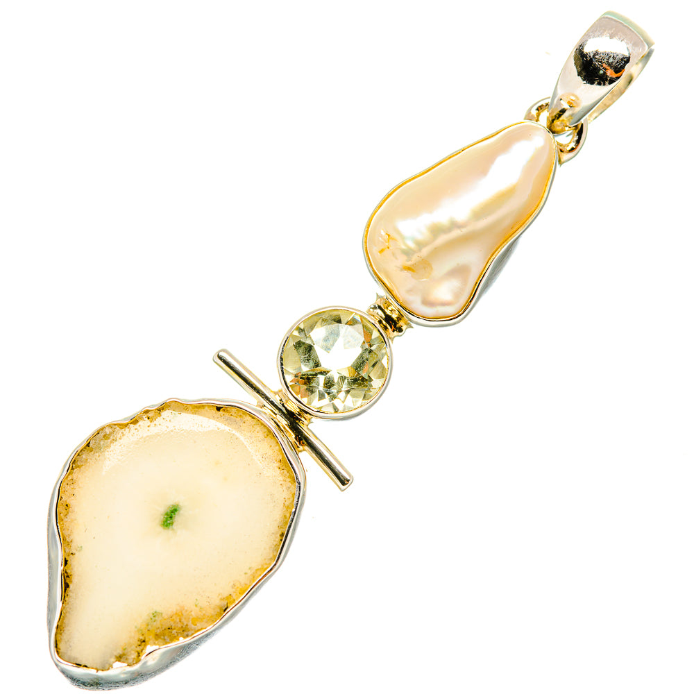 White Solar Quartz Pendants handcrafted by Anasilvercos - PD7082
