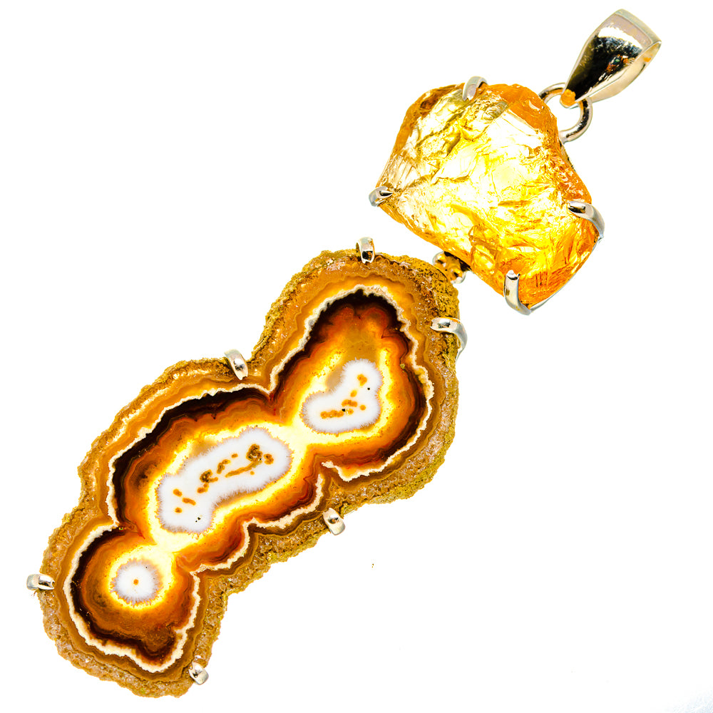 Orange Solar Quartz Pendants handcrafted by Anasilvercos - PD757875