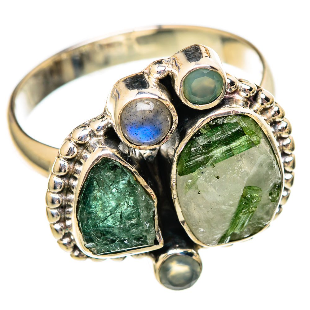 Green Tourmaline In Quartz Rings handcrafted by Anasilvercos - RING106016 - Photo 2