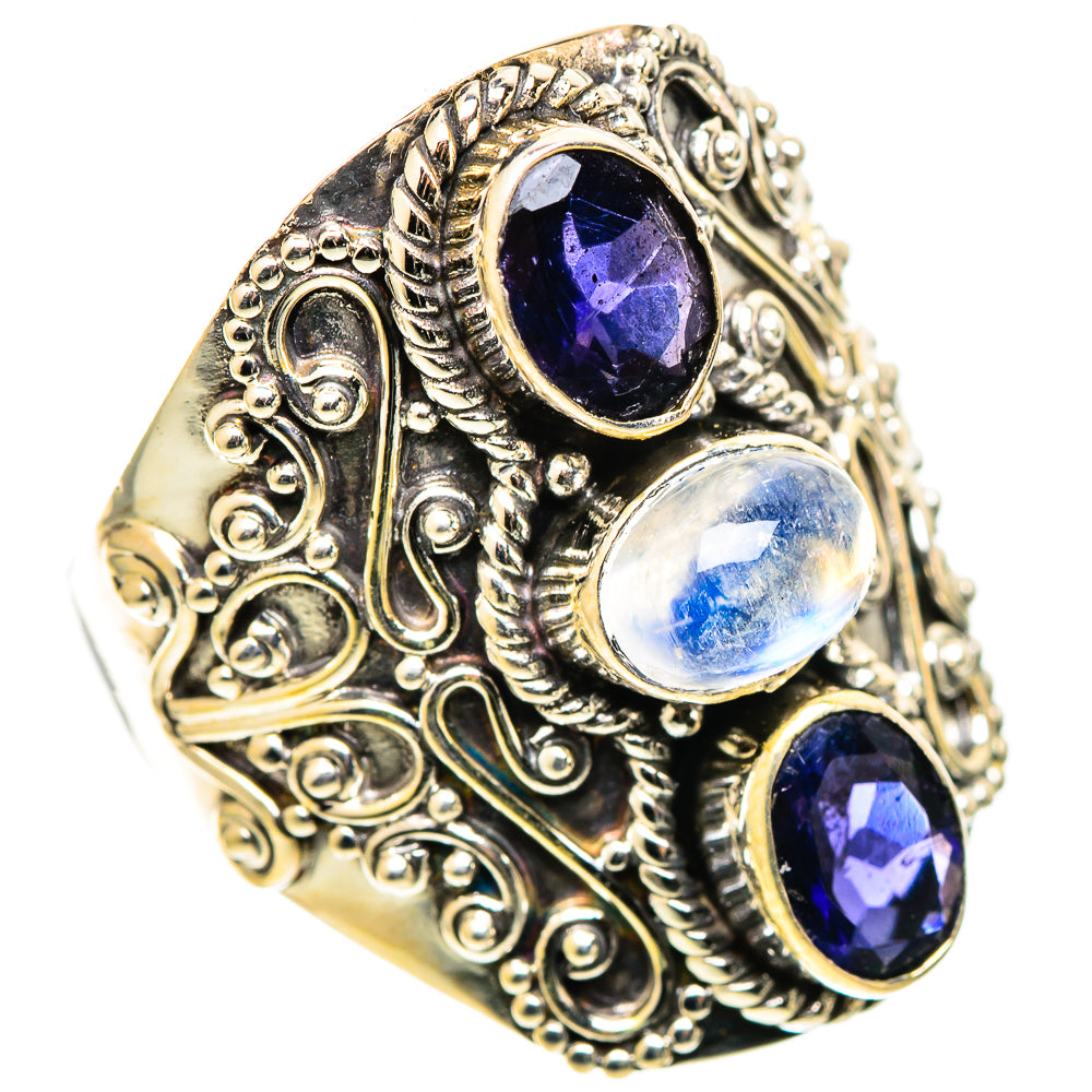 Rainbow Moonstone Rings handcrafted by Anasilvercos - RING109117 - Photo 2