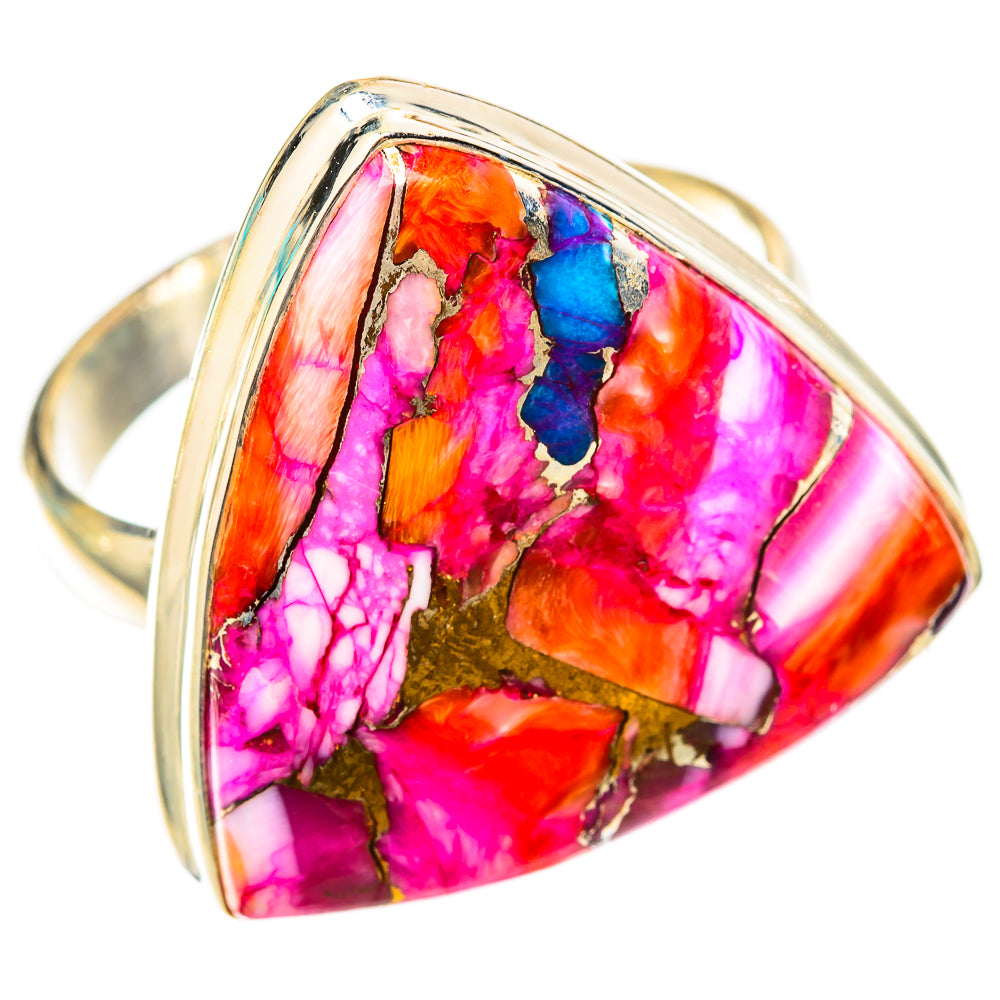 Kingman Pink Dahlia Turquoise Rings handcrafted by Anasilvercos - RING117985 - Photo 2
