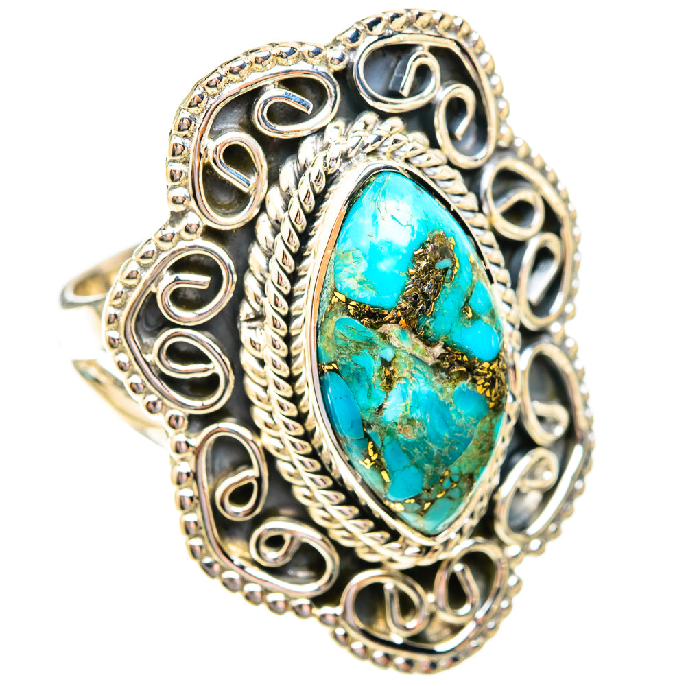 Blue Copper Composite Turquoise Rings handcrafted by Anasilvercos - RING119241 - Photo 2