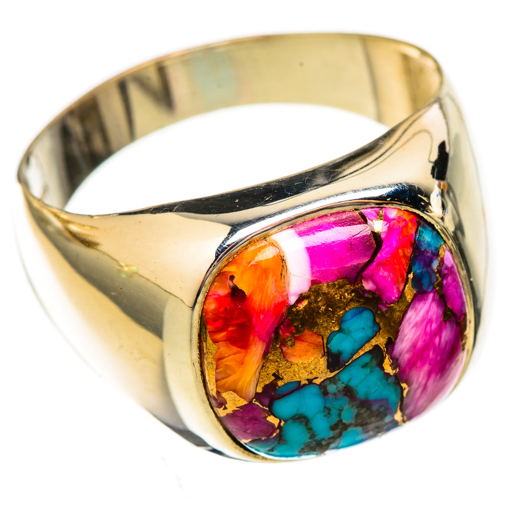 Kingman Pink Dahlia Turquoise Rings handcrafted by Anasilvercos - RING122823 - Photo 2