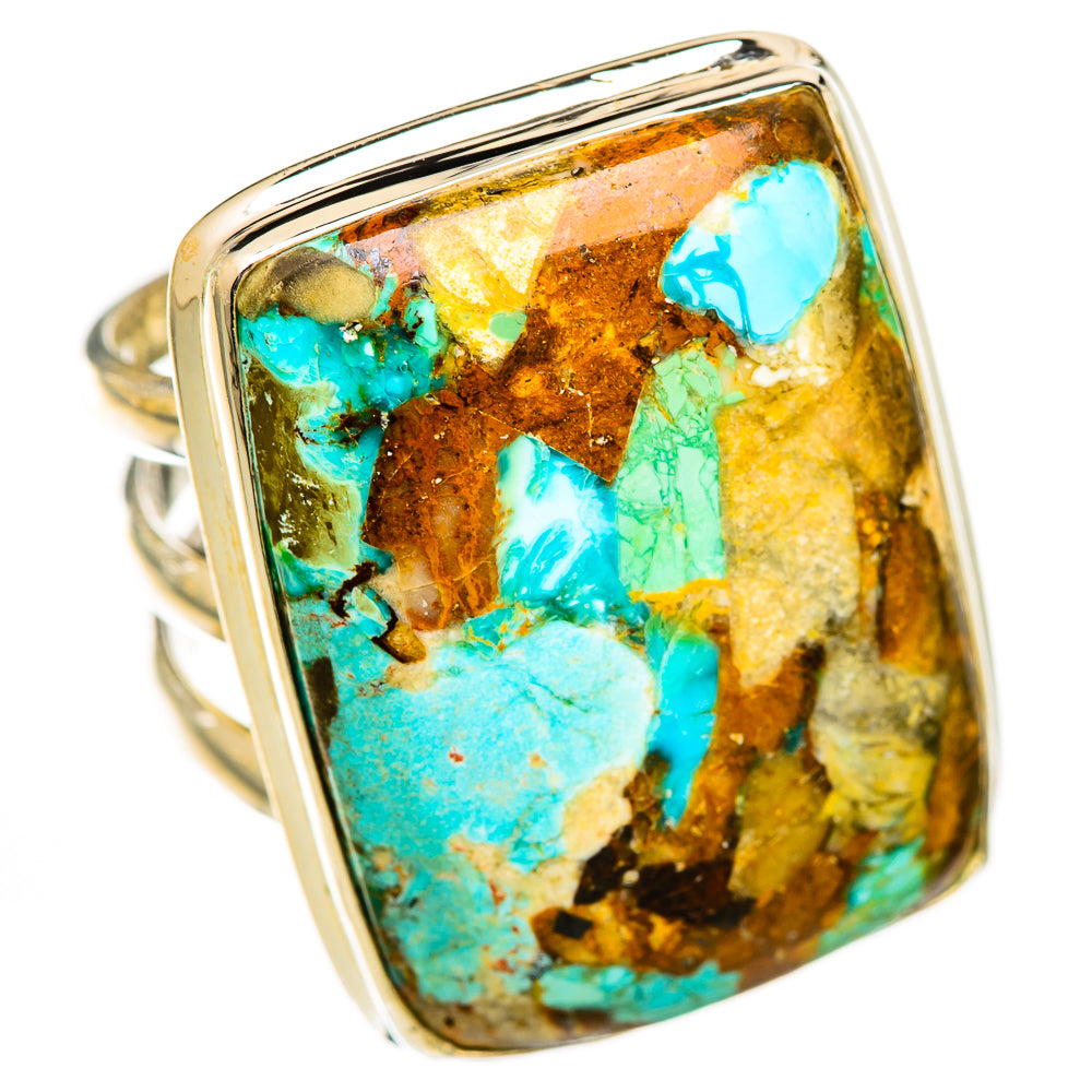 Blue Copper Composite Turquoise Rings handcrafted by Anasilvercos - RING125081 - Photo 2