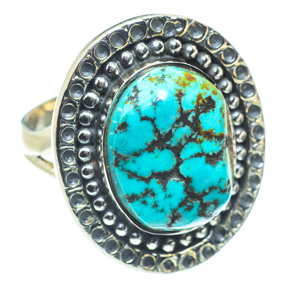 Blue Copper Composite Turquoise Rings handcrafted by Anasilvercos - RING57624