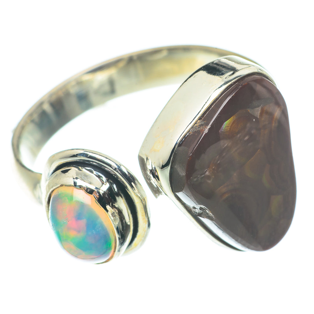 Mexican Fire Agate, Ethiopian Opal Rings handcrafted by Anasilvercos - RING66273