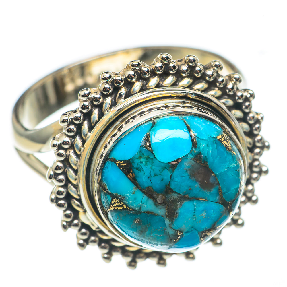 Blue Copper Composite Turquoise Rings handcrafted by Anasilvercos - RING68987