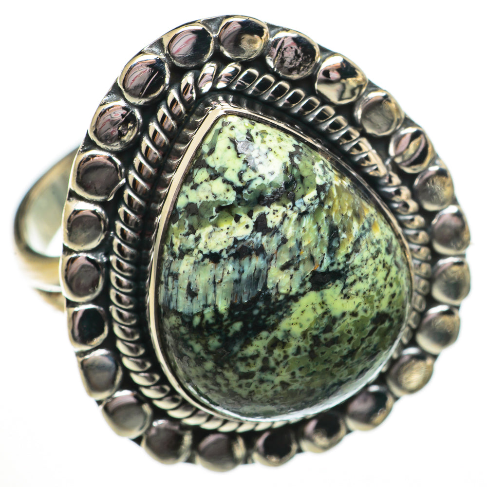 Green Vein Jasper Rings handcrafted by Anasilvercos - RING70696