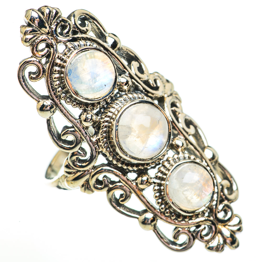 Rainbow Moonstone Rings handcrafted by Anasilvercos - RING70843