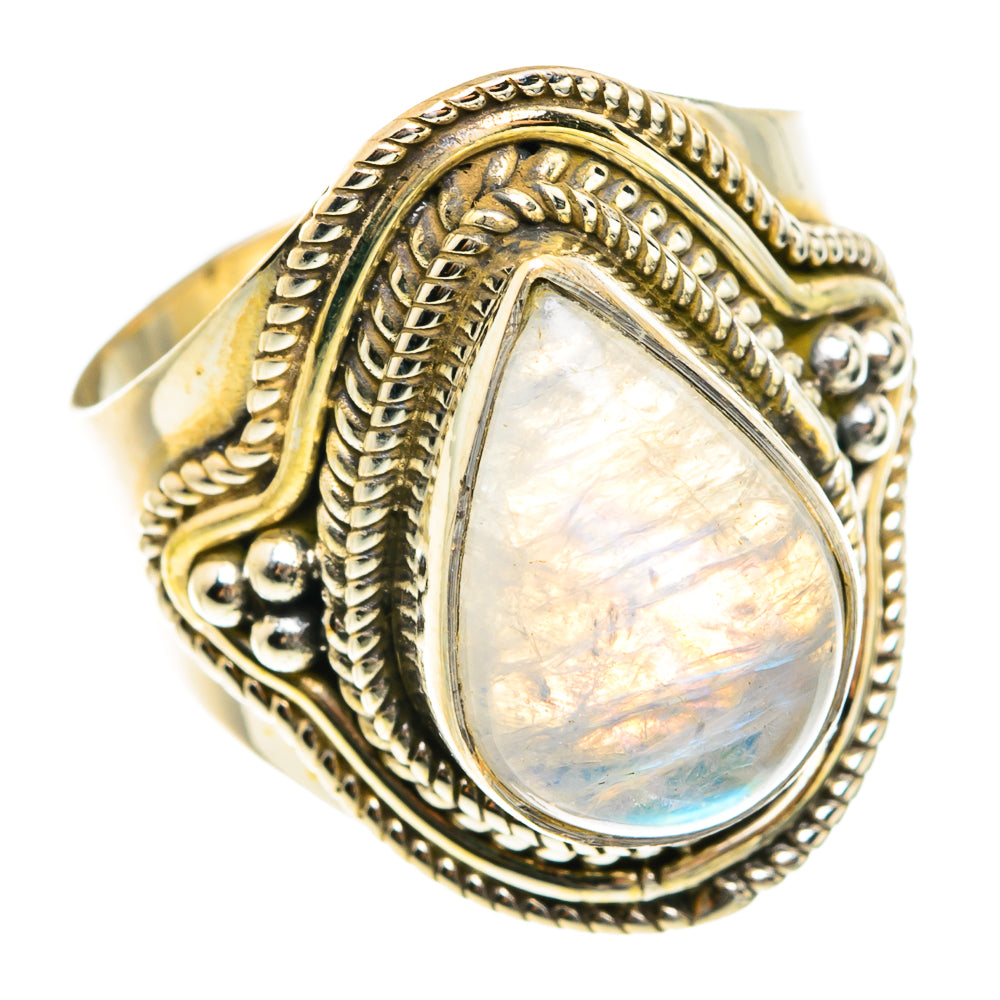 Rainbow Moonstone Rings handcrafted by Anasilvercos - RING76290