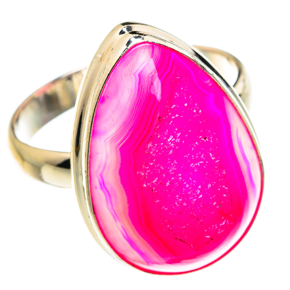 Pink Agate Druzy Rings handcrafted by Anasilvercos - RING77343