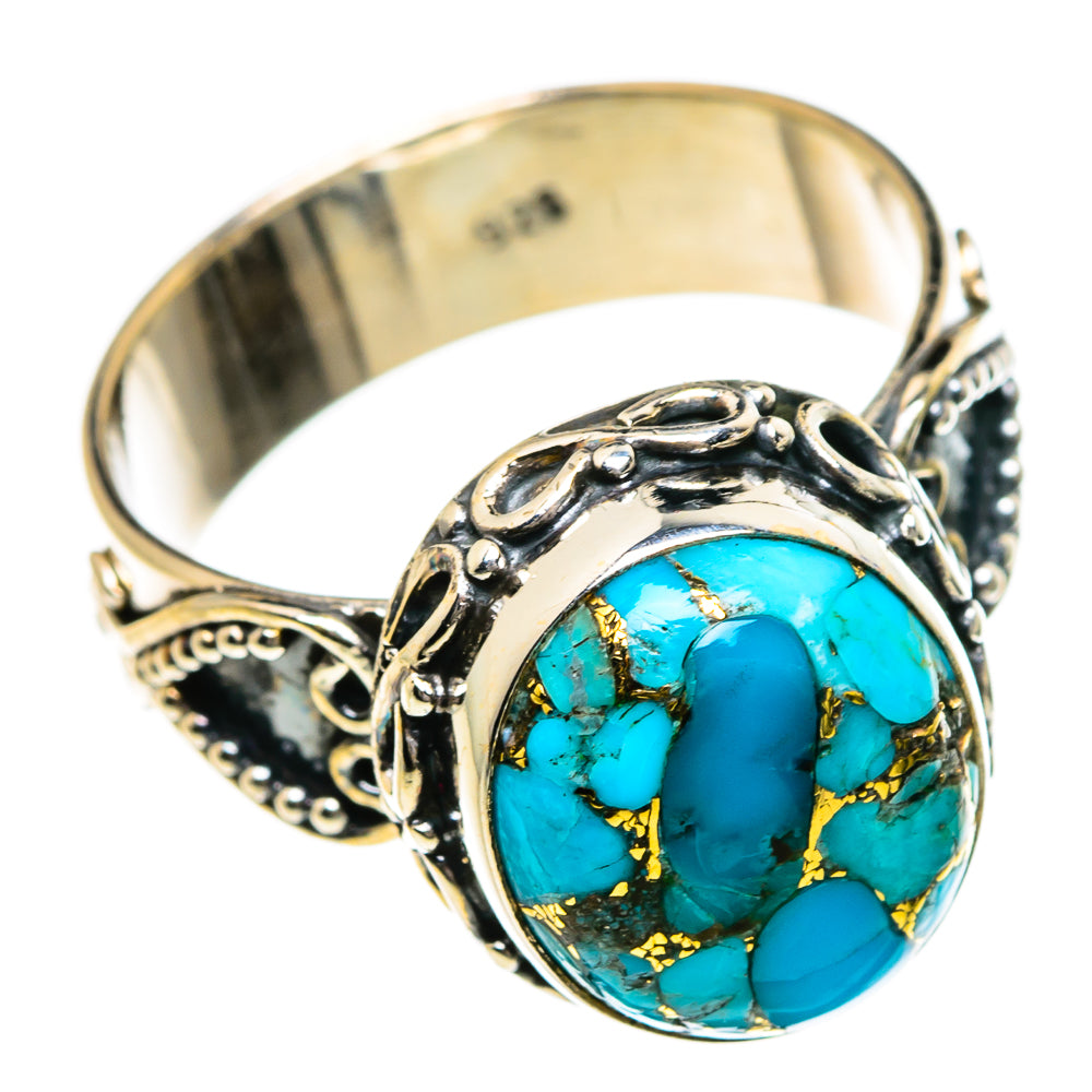 Blue Copper Composite Turquoise Rings handcrafted by Anasilvercos - RING87220