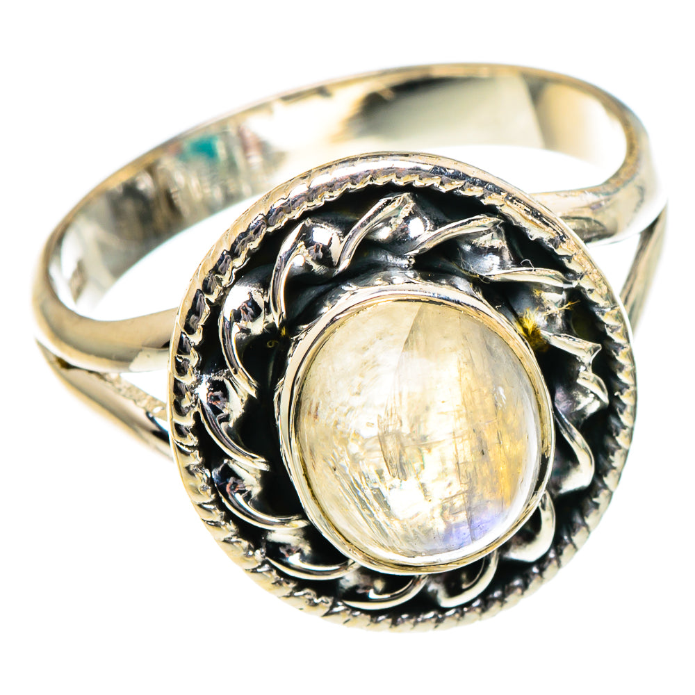 Rainbow Moonstone Rings handcrafted by Anasilvercos - RING94971