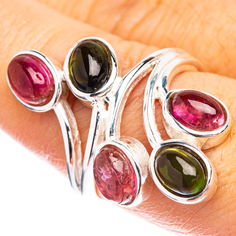 Pink Green Tourmaline Ring Size 8 (925 Sterling Silver) R142673