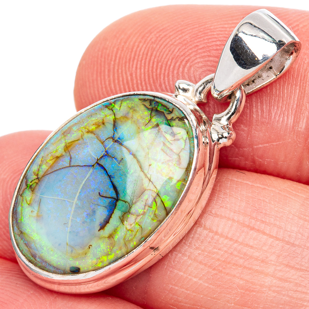 Rare Sterling Opal Pendant 1 1/4" (925 Sterling Silver) P42115