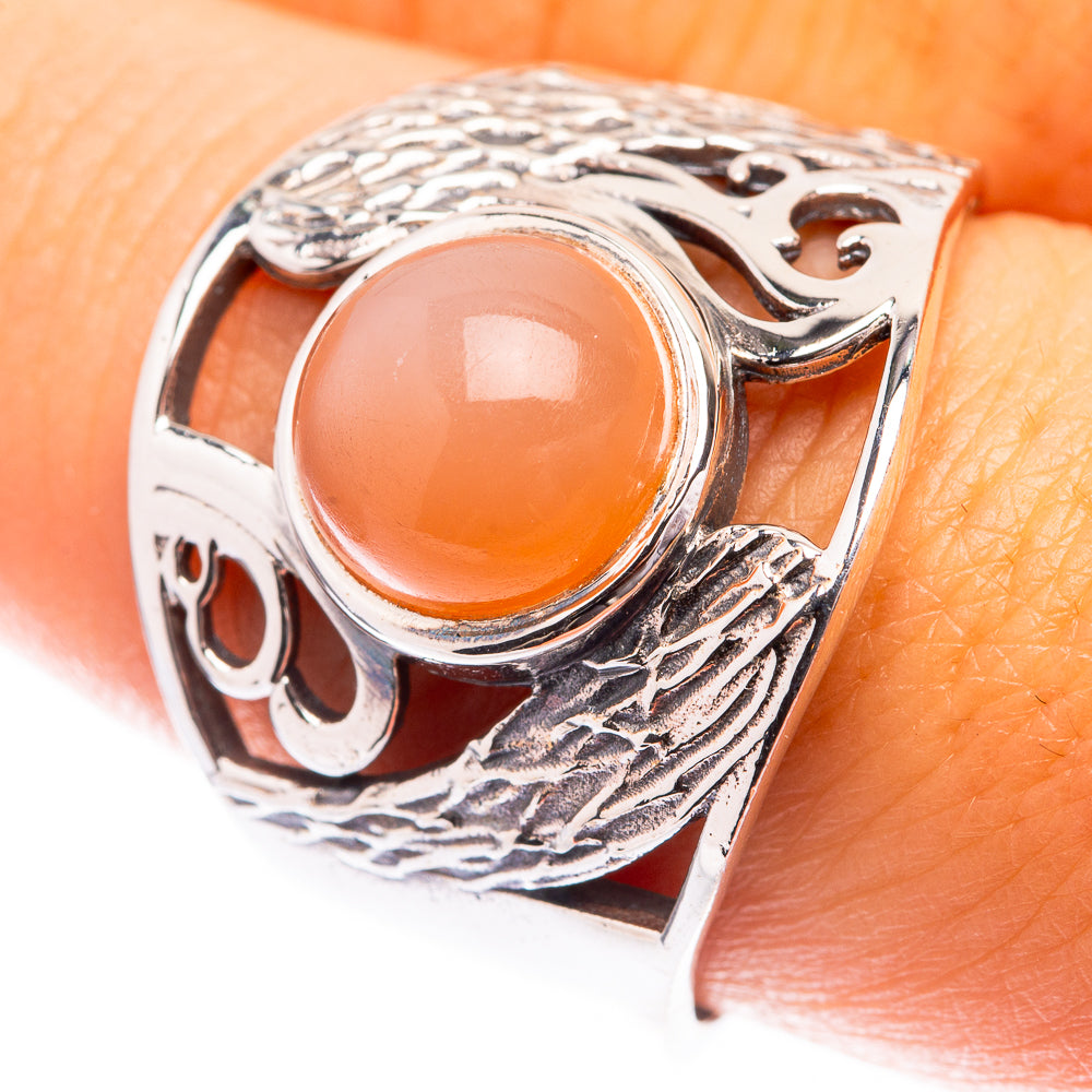 Peach Moonstone Ring Size 9 (925 Sterling Silver) R141331