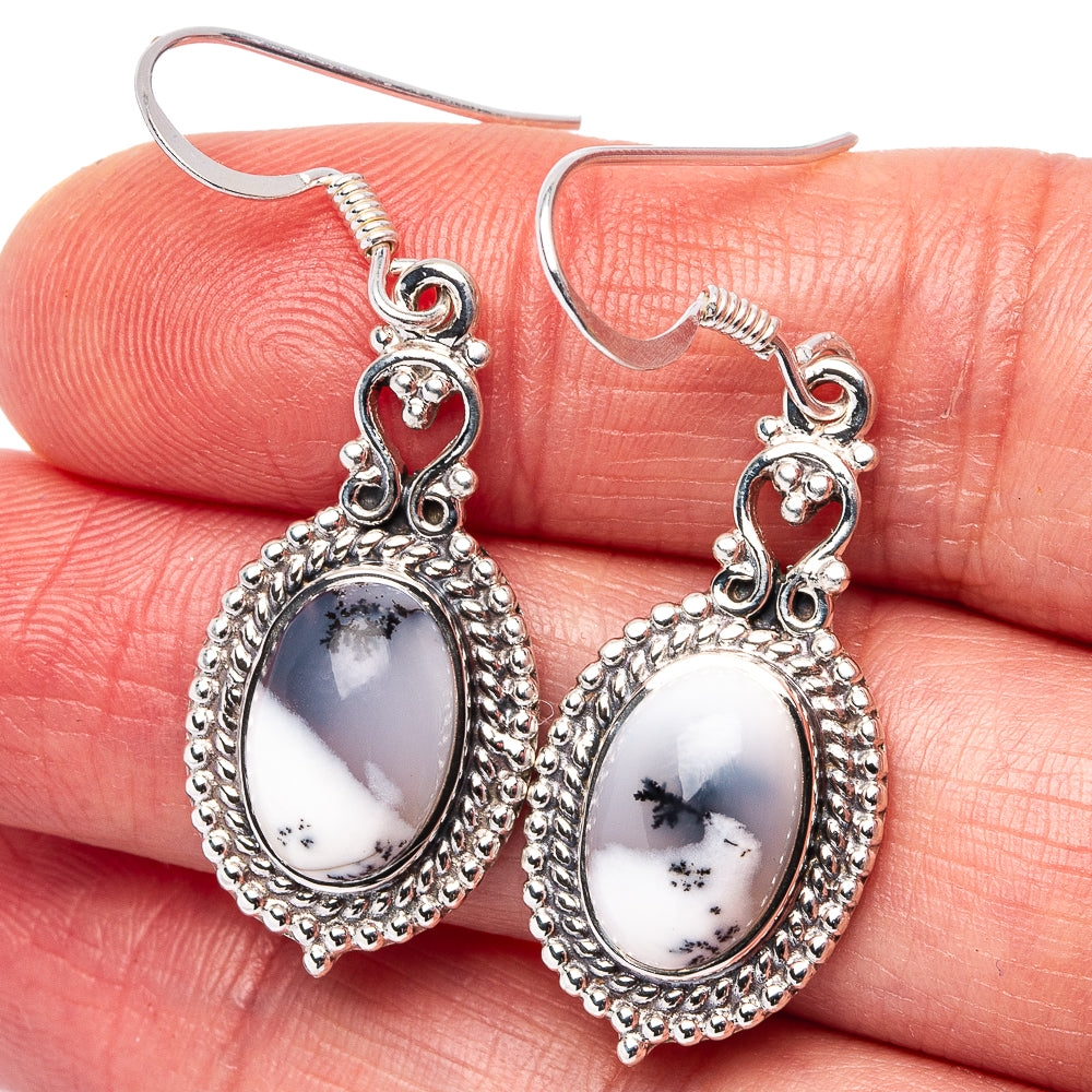 Premium Dendritic Opal Earrings 1 5/8" (.925 Sterling Silver)
